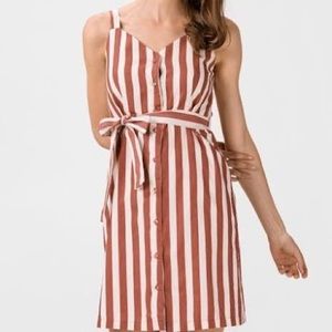 VERO MODA | XS | Masala Delta Button Red Striped Dress 100% Organic Cotton
